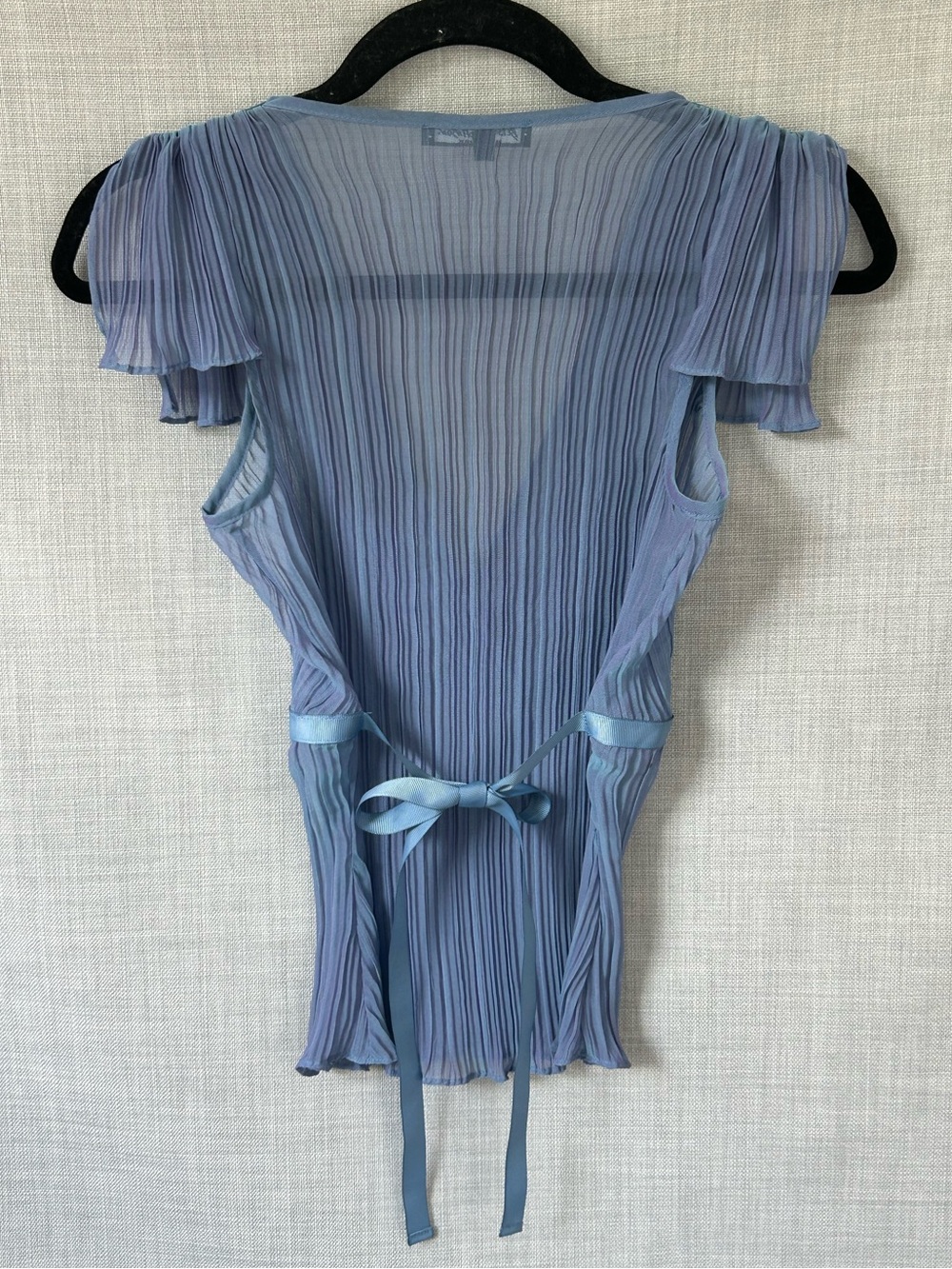 Betsey Johnson NY Vintage 90s Y2k Slate Blue Lavender Pleated Blouse Top - Picture 10 of 16